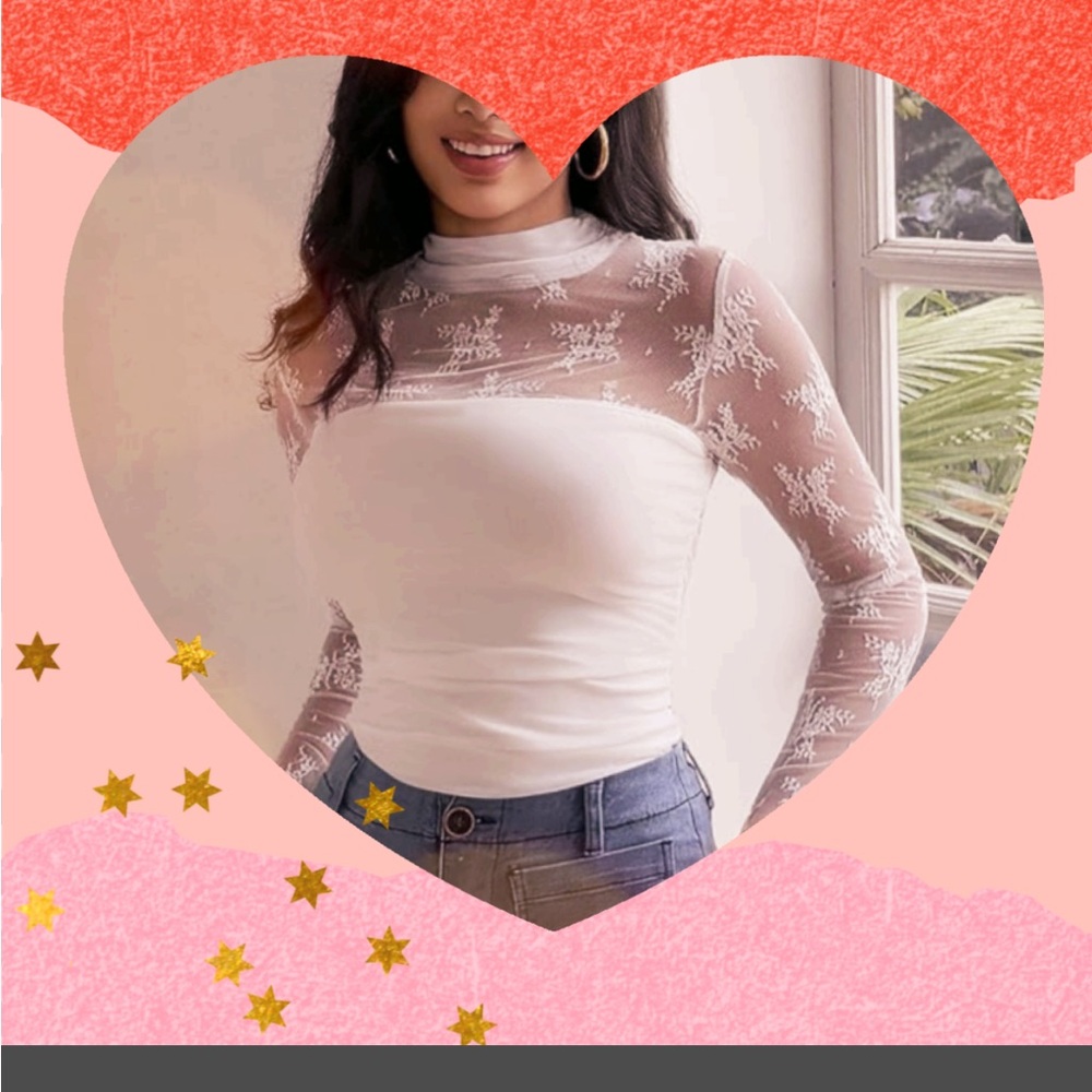Chic Nation White Lace Sleeve Blouse